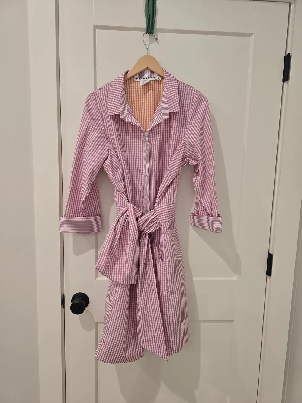 Gretchen Scott Designs Pink Gingham Tie-Waist Shirt Dress - Picture 2 of 5